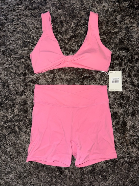 Wilo The Label Tops - NWT WILO the label pink crisscross bra with bikers set